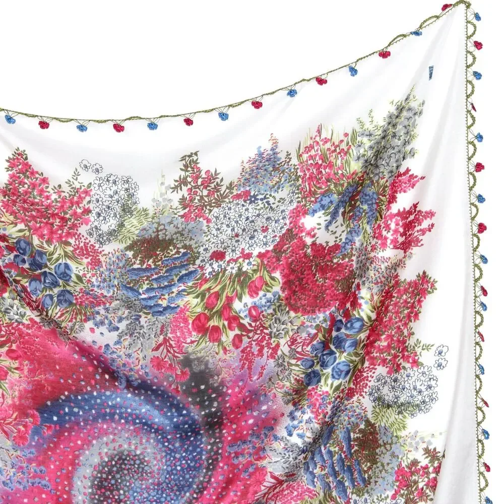 Tulbent Scarf Handmade Crochet Detailing NWOT